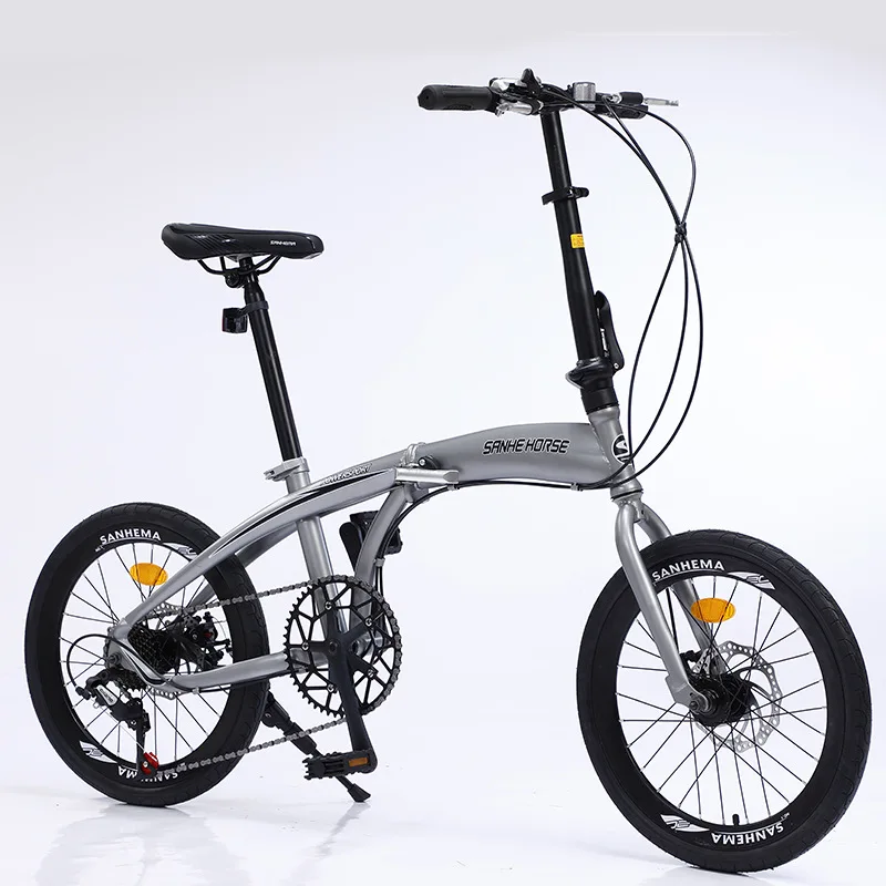 SANHEMA 20 Inch City Folding Bike Aluminum Alloy Frame With 9-speed Dual Disc Brakes 20 Inch Wheelset 52T Crankset