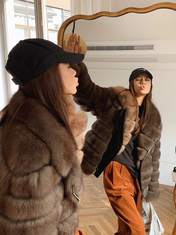 Fangtai 2023 New Natural Real Fox Fur Coat Women Free Shipping on Short Whole Leather Winter Warm Luxury Special Offer Jacket