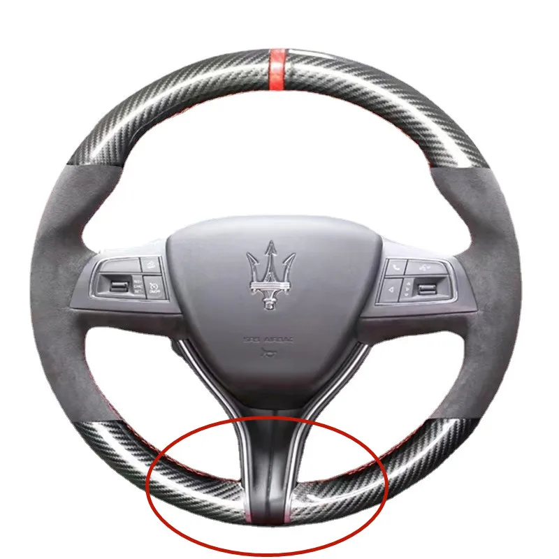 

For Maserati Quattroporte Ghibli carbon black suede carbon fiber hand sewn steering wheel cover