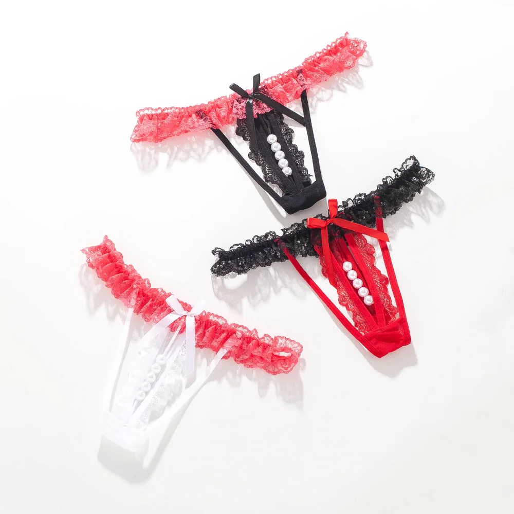 

Sexy Thong Ladies Panties Pearl Lace T Back Hot Women Erotic Panties Adult G String Nightwear Lingerie Exotic Lace Underwear