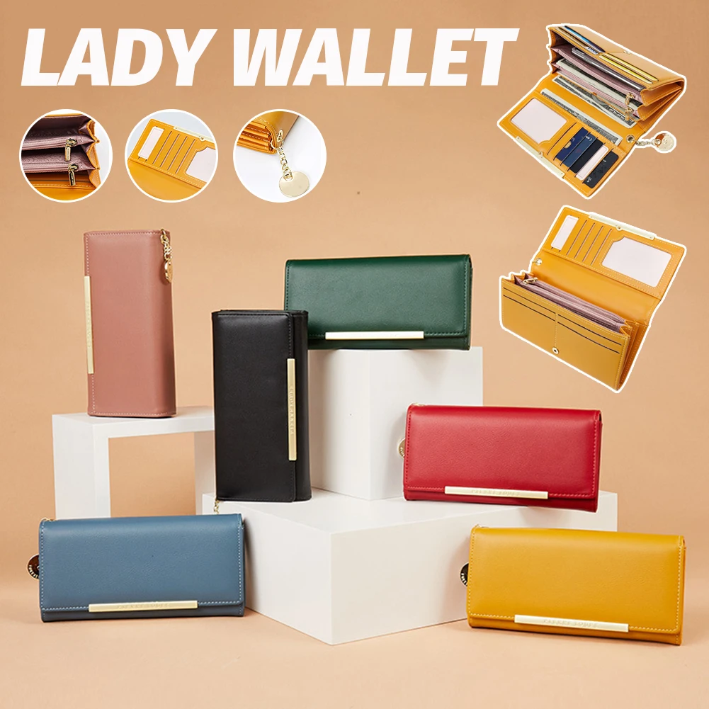 New High-end Women's Wallet Korean Version Solid Color Two-fold Handbags Simple And Oversized To Accommodate Clutch Bag Enfermer