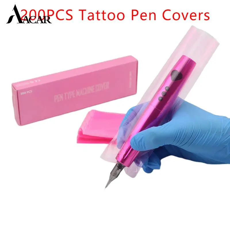 

200pcs Disposable Cartridge Tattoo Machine Sleeves Bags Tattoo Pen Covers - Denergy Pink Tattoo Pen Machine Bags Pen Type Covers