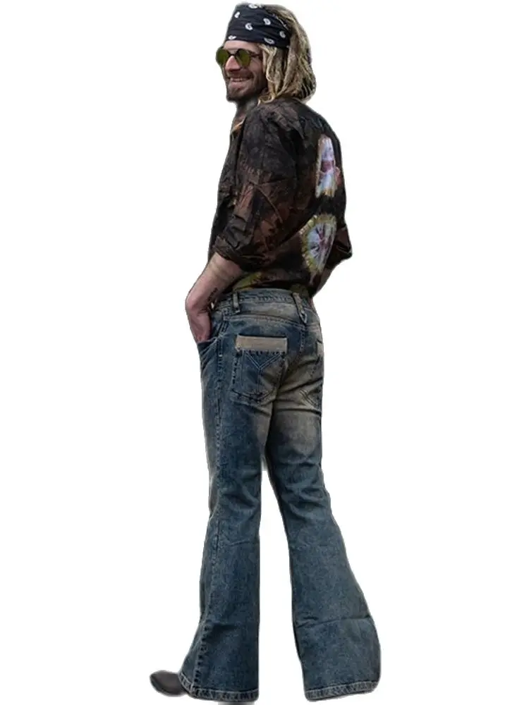 2022 Cowboy Men's Pants Classic Dark Blue Spring/Autumn Flared Jeans Motorcycle Punk Style Casual Clothing Quality  Men's Wear