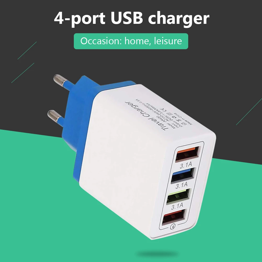 

Прочное зарядное устройство с изящной текстурой, 4 USB-порта