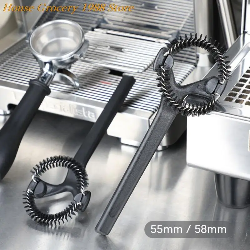 

51/58mm Espresso Coffee Machine Cleaning Brush Replaceable Head Coffee Maker Cafe Grinder Cleaner Brewing Head Cleaning Tools