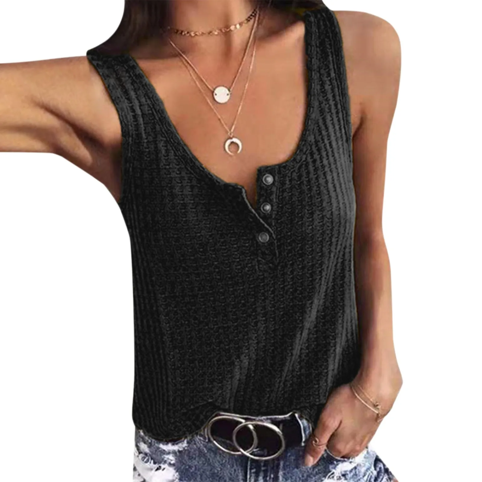 

Кроп-топ женский однотонный на пуговицах с V-образным вырезом и открытыми плечами