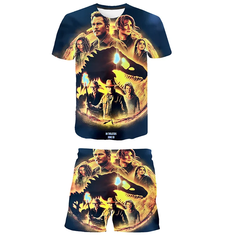 

Jurassic World Dominion Summer Baby Boys Girls Cartoon T Shirt+Shorts Set Clothes Kids Cartoon 2pcs Children Girls Clothing Sets