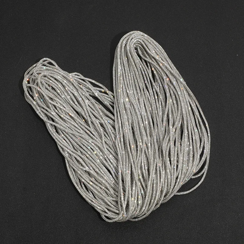 

Length 1 Yard New Diy Rhinestone Rope Chain Shoelace Clothes Bag Accessories Handmade Necklace Bracelet Pendant Accessories
