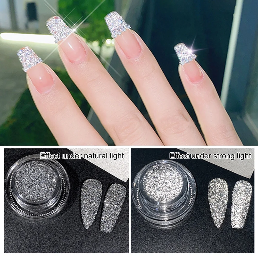 

1Box Reflective Glitter Powder Mixed Nail Diamond Dust Sparkling Glitter Silver Sequins Micro-Diamond Nail Art Decoration