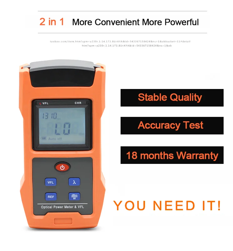 2 in 1 USB Charging Optical Power Meter with VFL 850,1300,1310,1490,1550,1625nm Network cable Tool for CATV CCTV Test -70~+10dBm