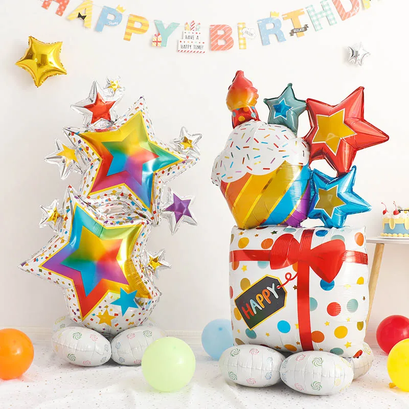 

120 см радужные украшения на день рождения, воздушные шары, строительные торты, стоячие балоны для детей, девочек, на 1-й день рождения