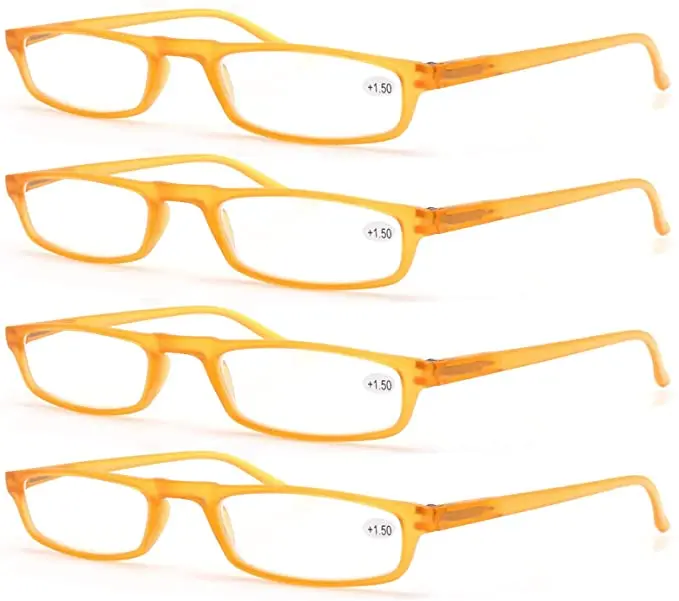 

B8664 MODFANS Reading Glasses - 4 Pairs Fashion Readers Narrow Frame Spring Hinge For Men Women