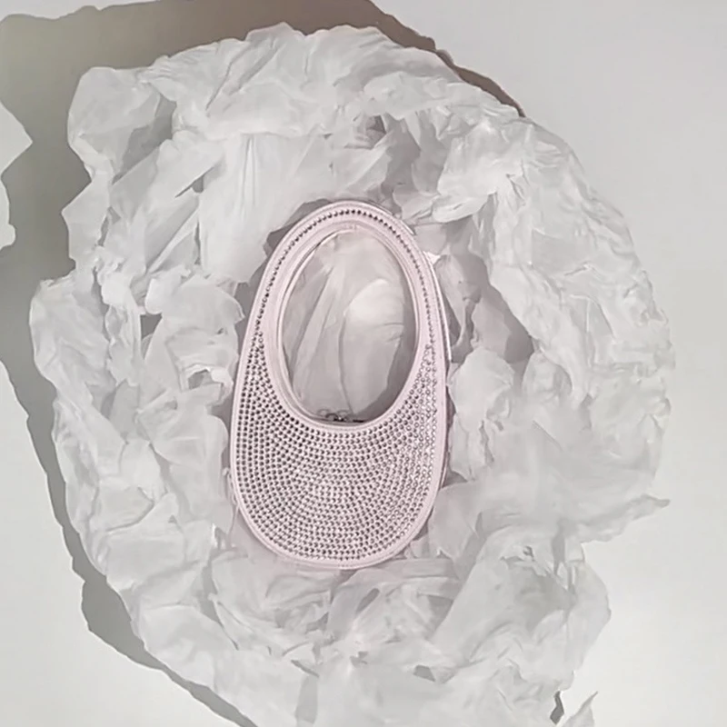 

Full Diamond Goose Egg Clutch Purse Diamond-encrusted Pink Purses and Handbags Fairy Girl Party Queen Bags Luxury Handbags