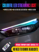 2pcs led drl car turning signal light strip flowy flexible waterproof strips auto headlights colorful stylish flowing water lamp