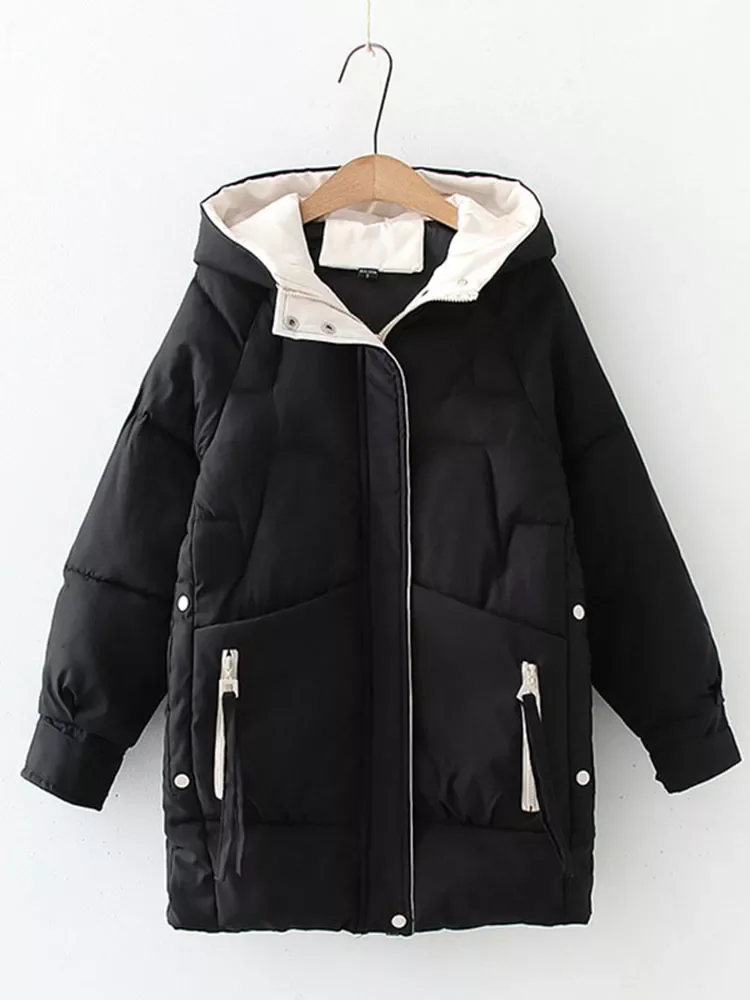 New2022 Women Winter Thick Hooded Down Jacket Cotton Long Warm Padded Parka For Women Plus Size 2XL Winter Coat