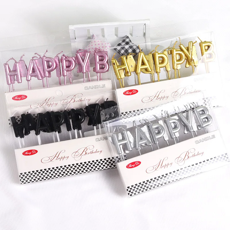 

Wholesale Birthday Candle Gold Plating Process Letter Candle Lamp Creative Candle Cake Baking Birthday Decoration Supplies