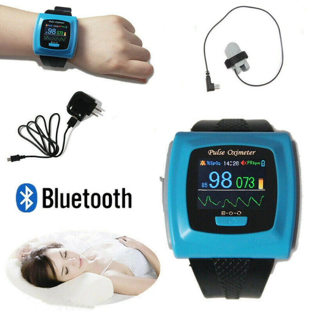 

Color OLED Display Wrist Pulse Oximeter CMS50FW Blood Oxygen SPO2 Pulse Rate Heart Rate Monitor Wristband Adult Fingertip Probe