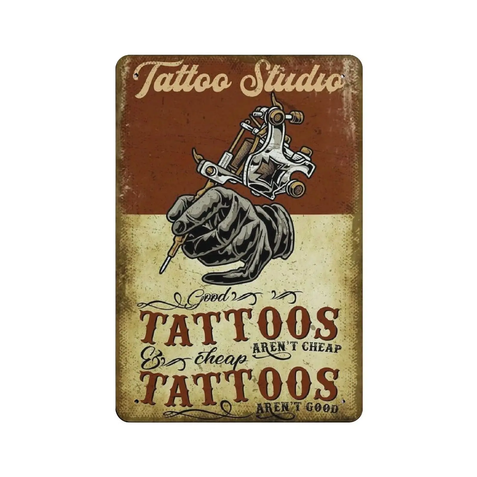 

Metal Tin Sign Tattoo Studio Vintage Tin Poster Metal Sign Wall Decoration Country Kitchen Home Garage Decor 12"x8"