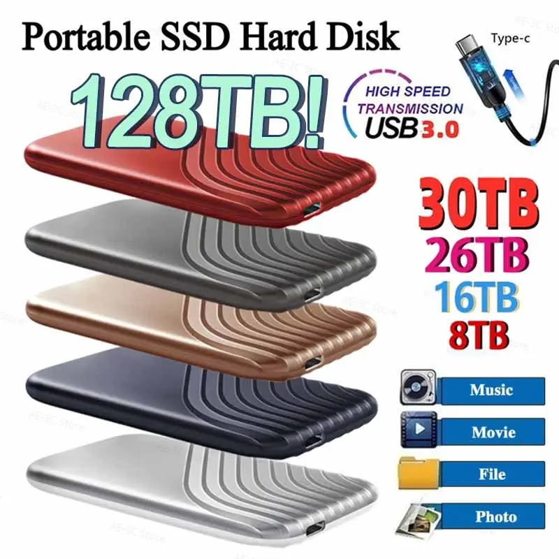 

New 100% Original 128TB Solid State Laptop Universal Hard Disk Desktop M.2 SSD 2280 High Capacity 1TB 2TB SSD Solid State Drive