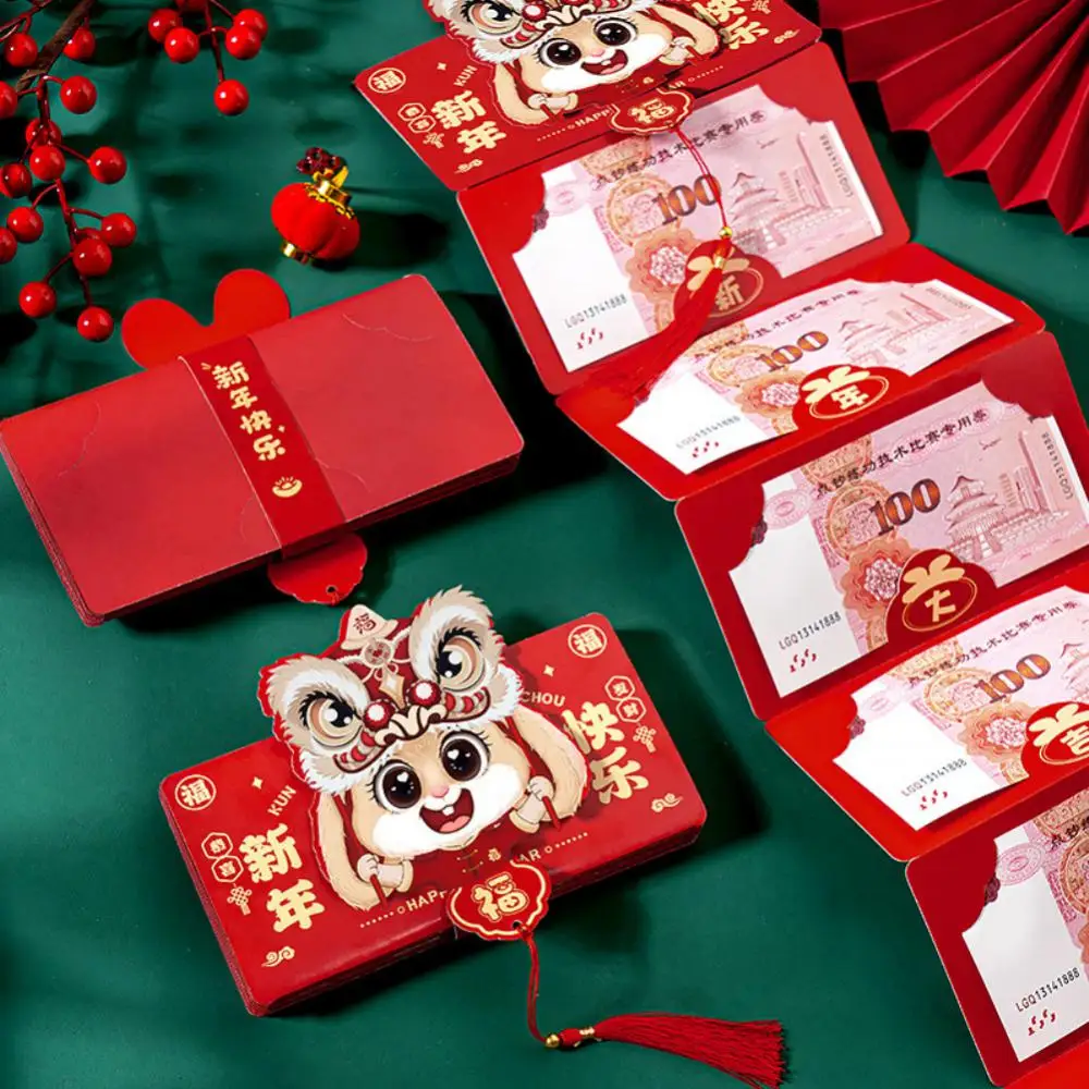 

2023 Creative Folding Red Envelopes New Year Hongbao Lucky Zodiac Rabbit Red Packets Chinese Spring Festival Gift Money Bag