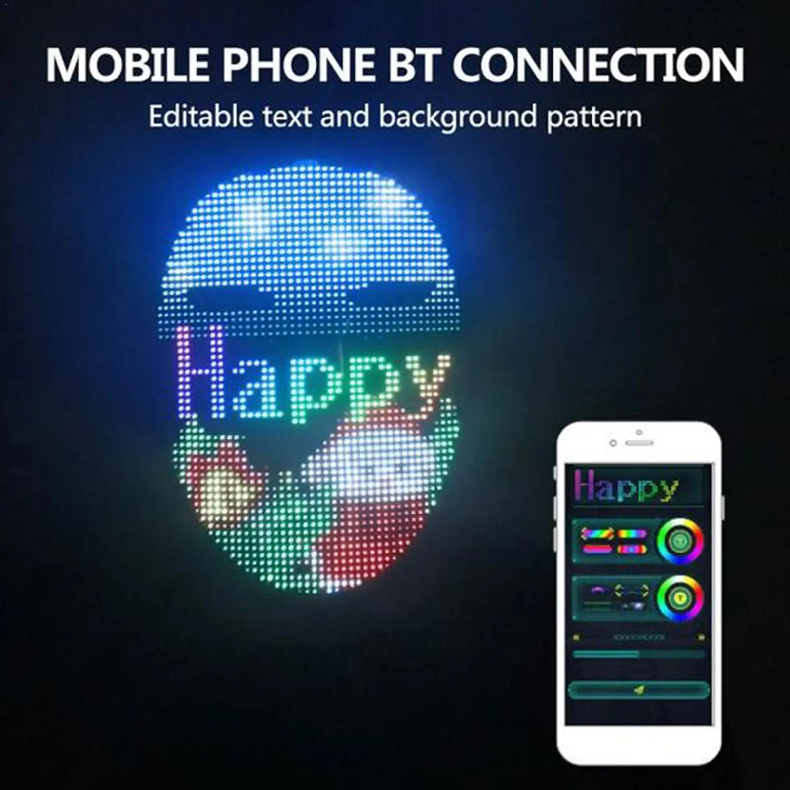 

Светодиодная маска вечерние с Bluetooth-совместимая программируемая Люминесцентная Маска «сделай сам» подарок для Хэллоуина и косплей-вечерин...