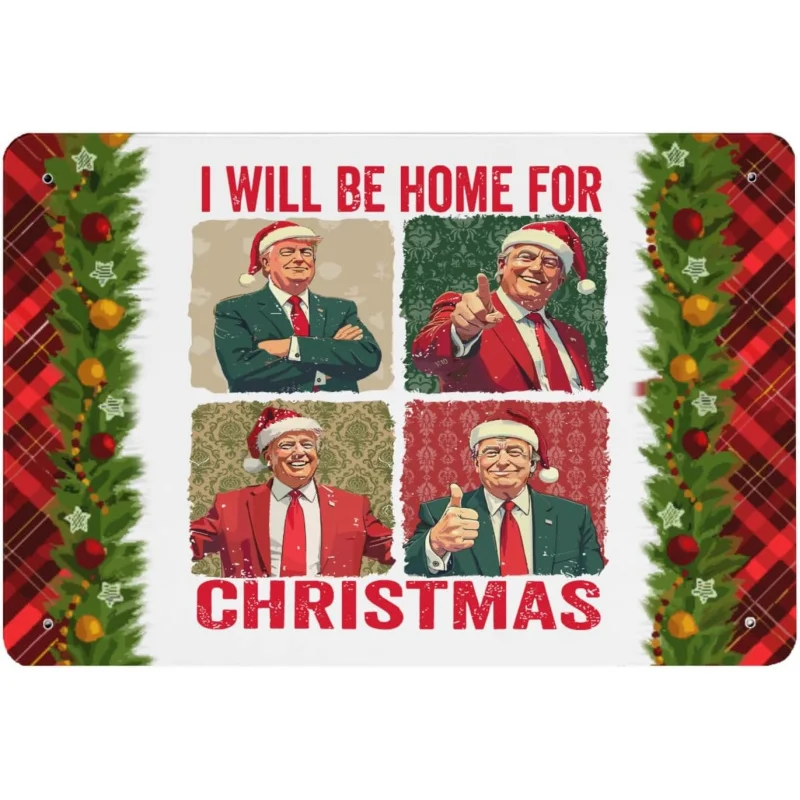 Я буду дом Трампа на Рождество 2024 гостиная бар кофейня украшение стены 30х20х2см.