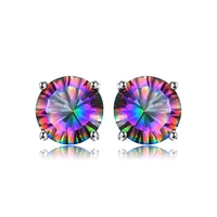 925 sterling silver elegant colorful gemstone stud earrings for women purple tourmaline gemstone earrings fine jewelry gift