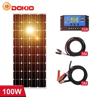 dokio 18v 100w 200w 400w rigid waterproof solar panel set controller for home charge 12v car battery monocrystalline china