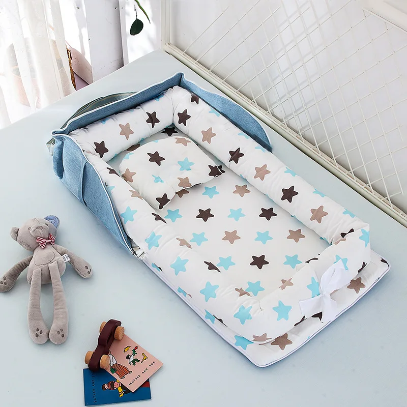

Infant Cotton Cradle Crib Newborn Basket Bassinet Newborn Bed Portable Baby Nest for Boys Girls Travel Cot Cushion