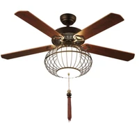 modern celing fan with light retro chandelier loft fan dining room household electric fan mute led remote leaf fan lamp