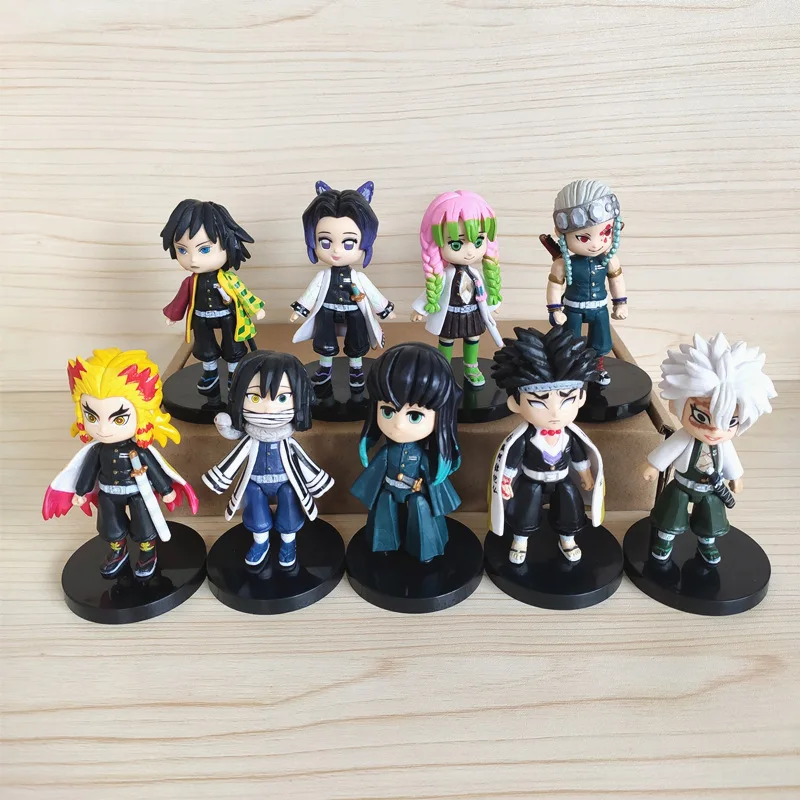 

Bandai Anime Demon Slayer Figuarts Mini Rengoku Kyoujurou Car Ornament 9pcs Action Figure Cute Gift Collectible Model Toys