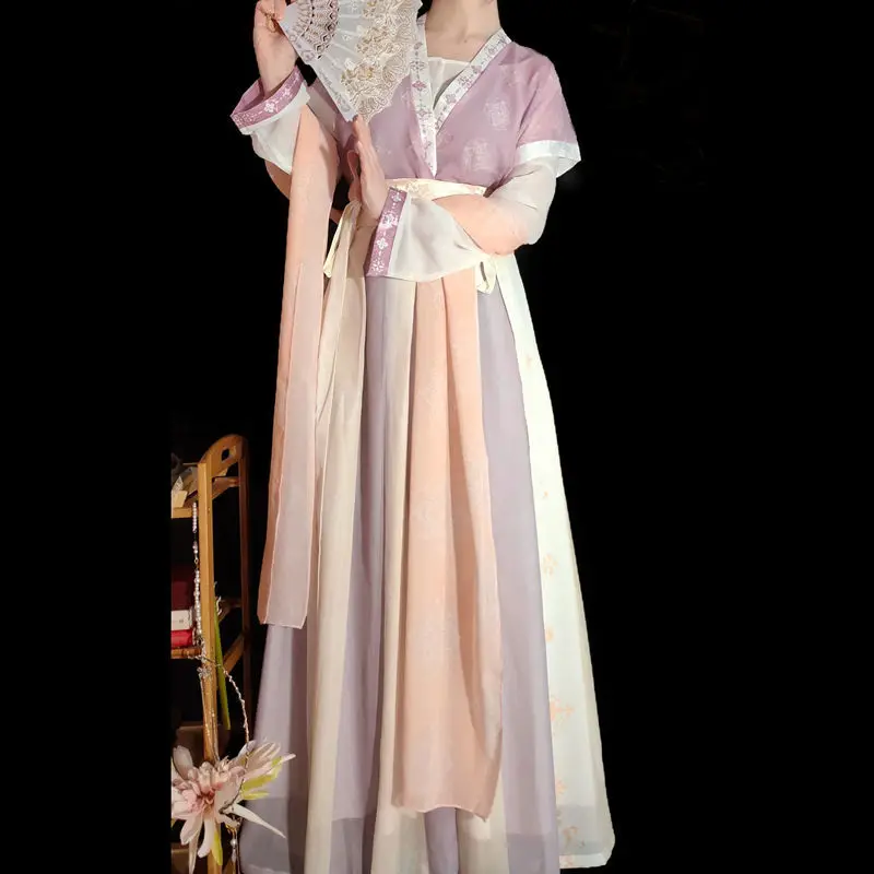 Женский Круглый костюм-рубашка Tang Guozi Hanfu платье с юбкой до талии