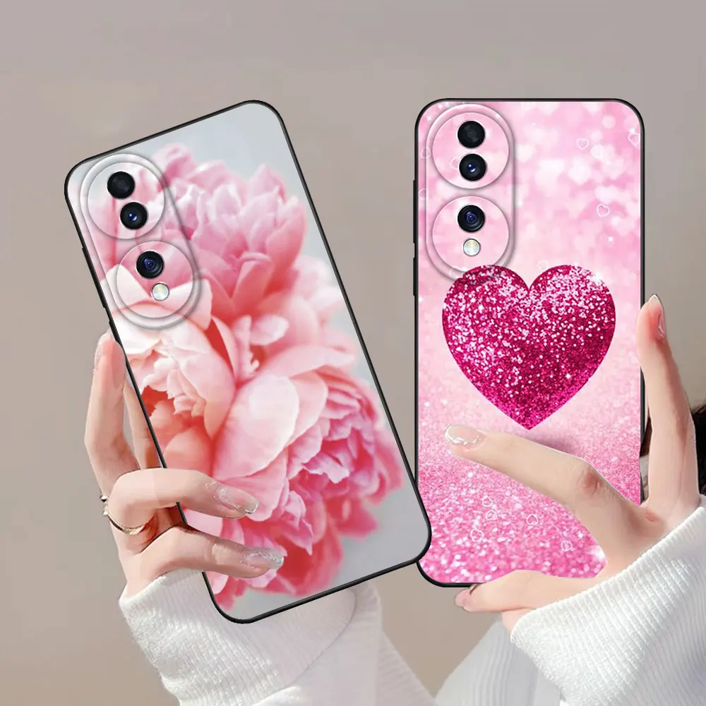 Для Honor 70 чехол силиконовый ударопрочный чехлы для телефонов Pro розовая любовь