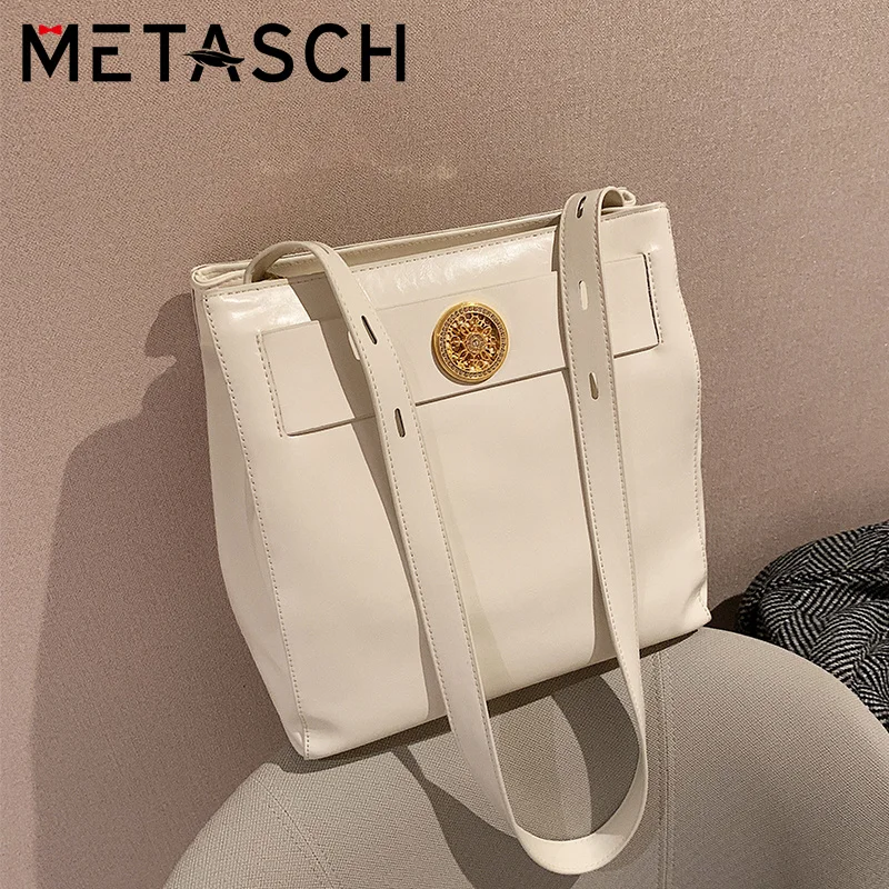 

Сумка-тоут METASCH, классная сумка для поездок, новинка 2022, модная Премиум Сумка на плечо, Женская однотонная вместительная сумка через плечо, з...
