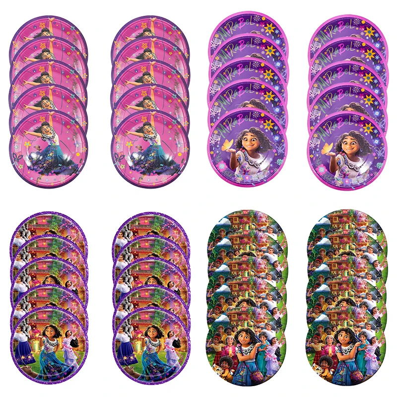 

10PCS Disney Encanto Mirabel Birthday Party Decoration Encanto Mirabel Birthday Party Cutlery Paper Plate Photo Prop Supplies