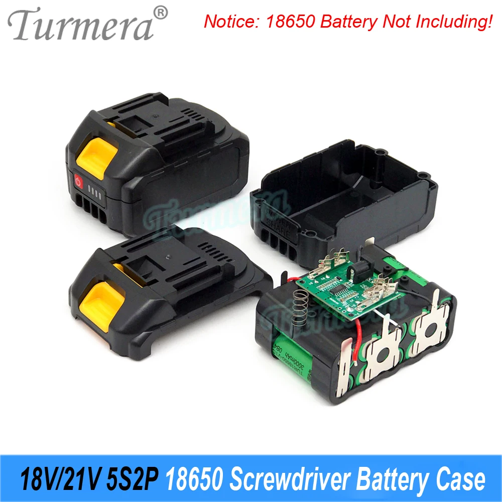 

Turmera 18V 21V 5S2P Screwdriver Battery Case 10X 18650 Battery Holder 5S 35A BMS Weld Nickel for 3Ah to 6Ah Electric Drill Use