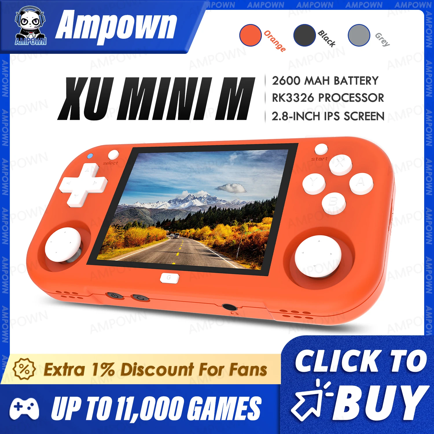 Портативная игровая консоль Ampown XU MINI M 2 8-дюймовый IPS-экран ОС Linux MINIM