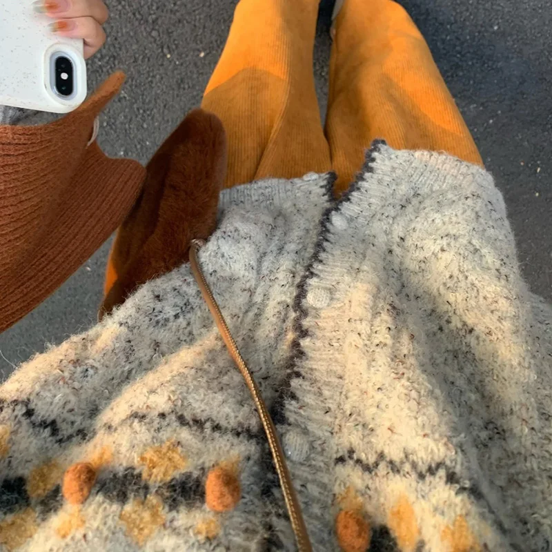 Серый женский свитер осенний кардиган с круглым вырезом и длинным рукавом