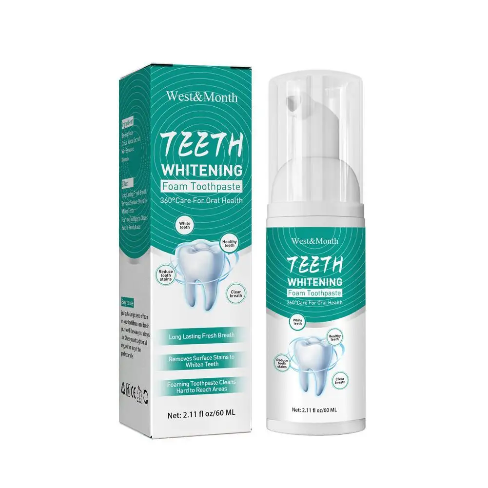 

60ml Whitening Toothpaste Mousse Foam Deep Cleansing Whitening Freshen Breath Whiten Teeth Dissolve Tooth Stains And Clean Tooth