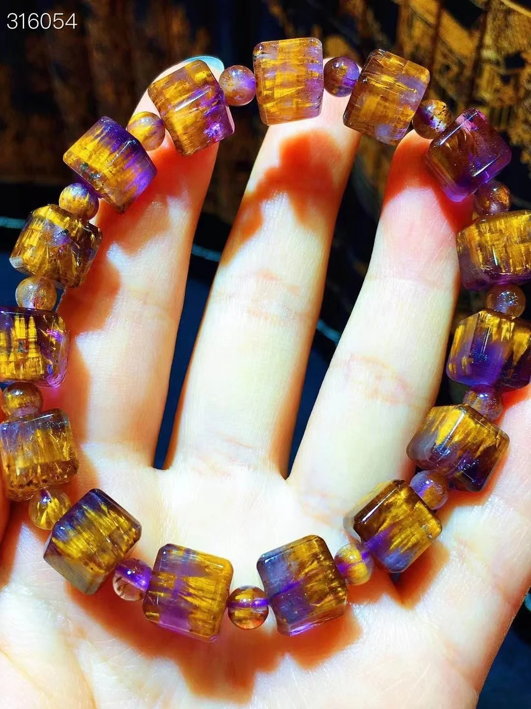 

Natural Gold Auralite 23 Cacoxenite Rutilated Beads Bracelet 9x9mm Clear Cube Beads Women Men Canada Stretch Jewelry AAAAA