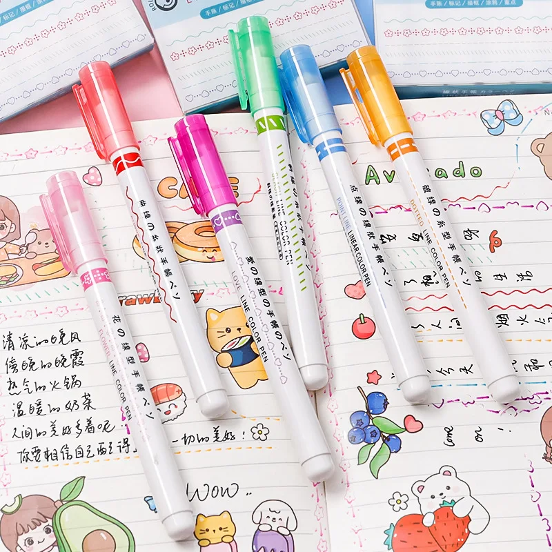 

MOHAMM 6pcs Underlining Texts 6 Color Pen Flower Shaped Curve Tip Highlighters Set for Students and Planners