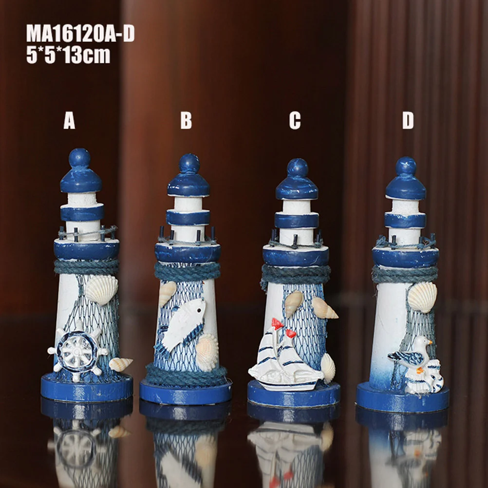 

Lighthouse Decor Nautical Wooden Marine Model Decorations Hand Painted Led Ligthhouse Beach Lightnet Shell Statue Natical Ocean