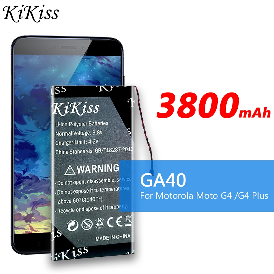 

Аккумулятор KiKiss 3800 мАч GA40 для Motorola Moto G4 для G4 Plus G4Plus XT1625 XT1622 XT1642 XT1640 xt1626 XT1644 XT1643 SNN5970A