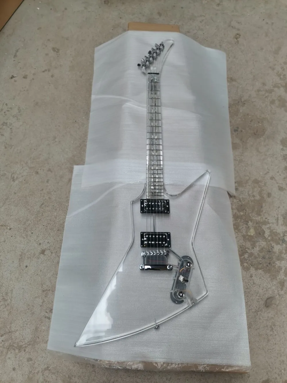 Whole acrylic materials electric explorer guitar with led light images - 6