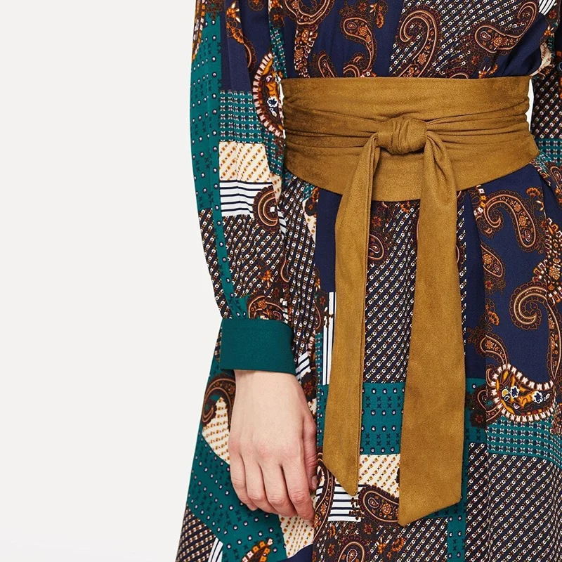 

2022 New Women's Obi Velvet Wide Cinch Belt Waistband Classic Wrap Belt Fashion Coat/Dress Belt with Bow-Knot