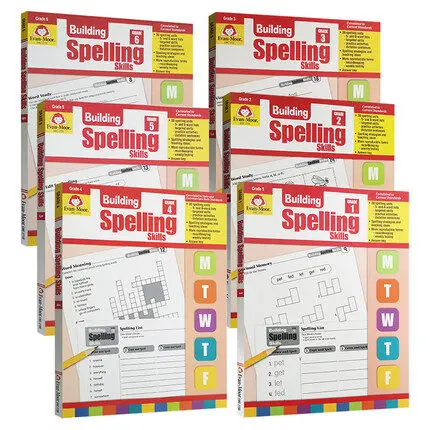 

6Pcs Evan-Moor Building Spelling Skills Grade 1 TE Evanmoor Children's Original English Exercise Book