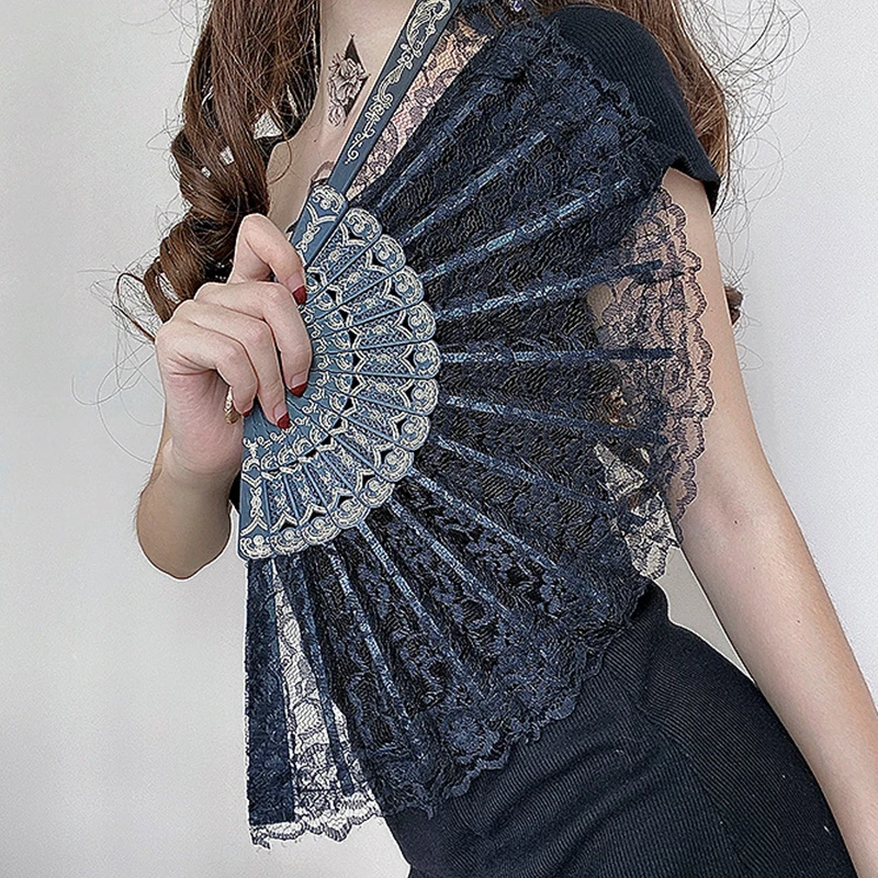 

Vintage Folding Fan Feather Lace Chinese Japanese Pattern Craft Fans Dance Hand Fan Can DIY Feathers Home Ornaments Decoration