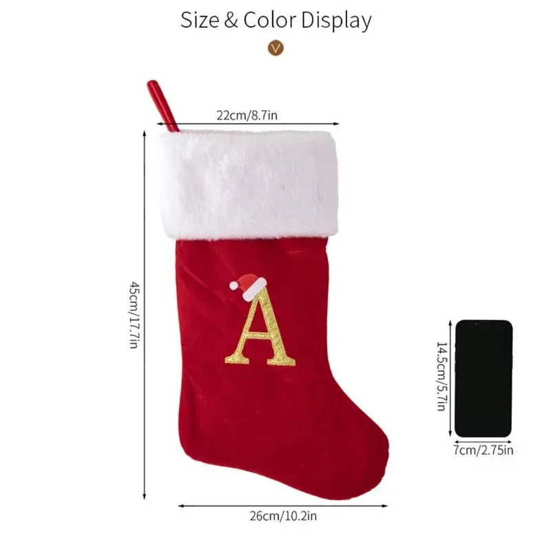 Красный золотой чулок с алфавитом комбинация алфавита сделай сам рождественский