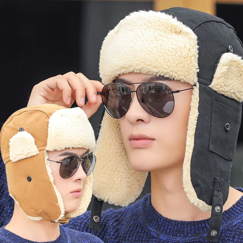 

Новинка 2022, зимние шапки авиатора с ушами, меховая шапка, утепленная теплая Русская Шапка, ветрозащитная шерстяная Балаклава с ушами для вел...