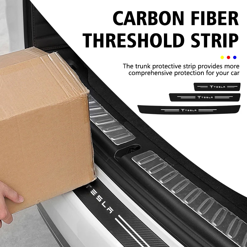 5 шт. автомобильные наклейки из углеродного волокна на порог автомобиля для Tesla